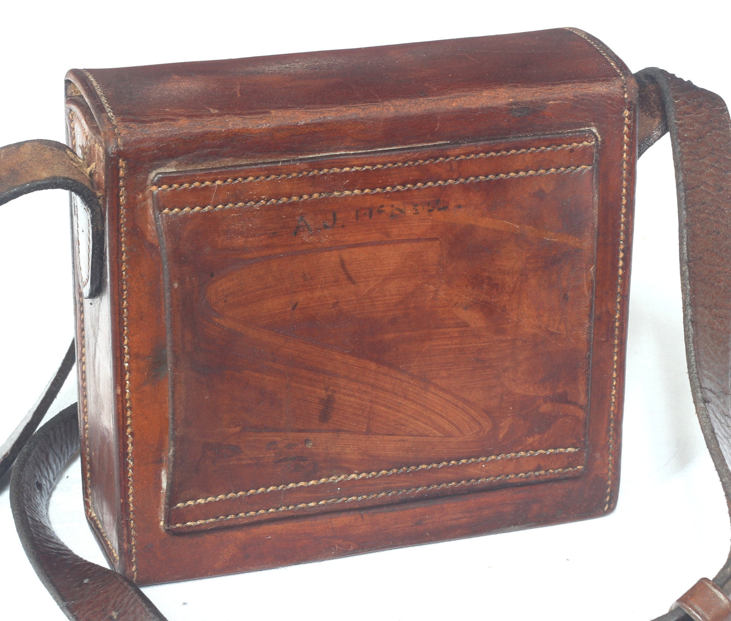 James Dixon & Sons Sandwich Tin & Flask in Leather Shoulder Case