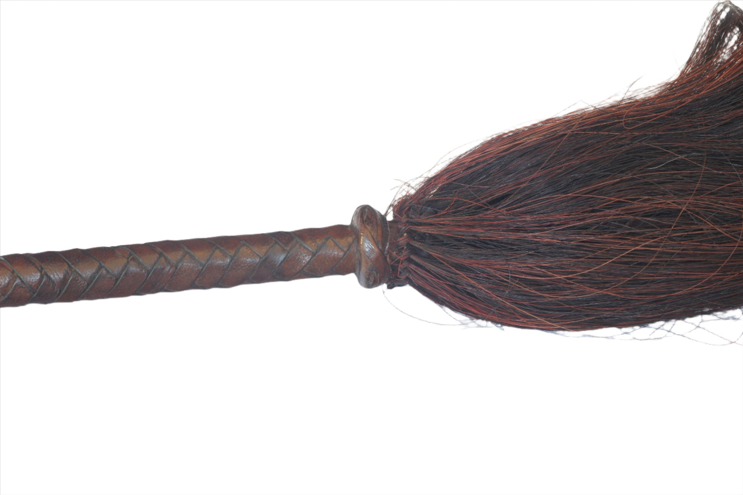 Vintage Braided Leather Handled Fly Whisk