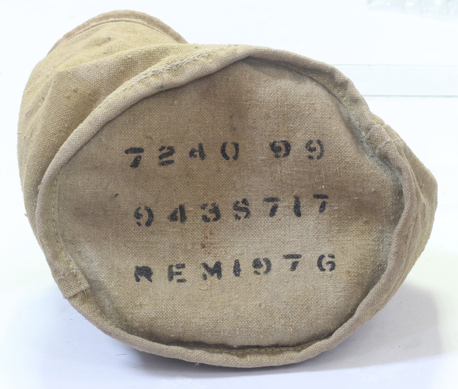 A WWI or WWII Military Canvas Bucket or Feed Bag