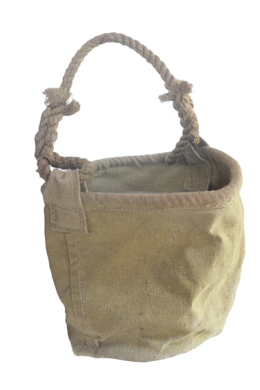 A WWI or WWII Military Canvas Bucket or Feed Bag