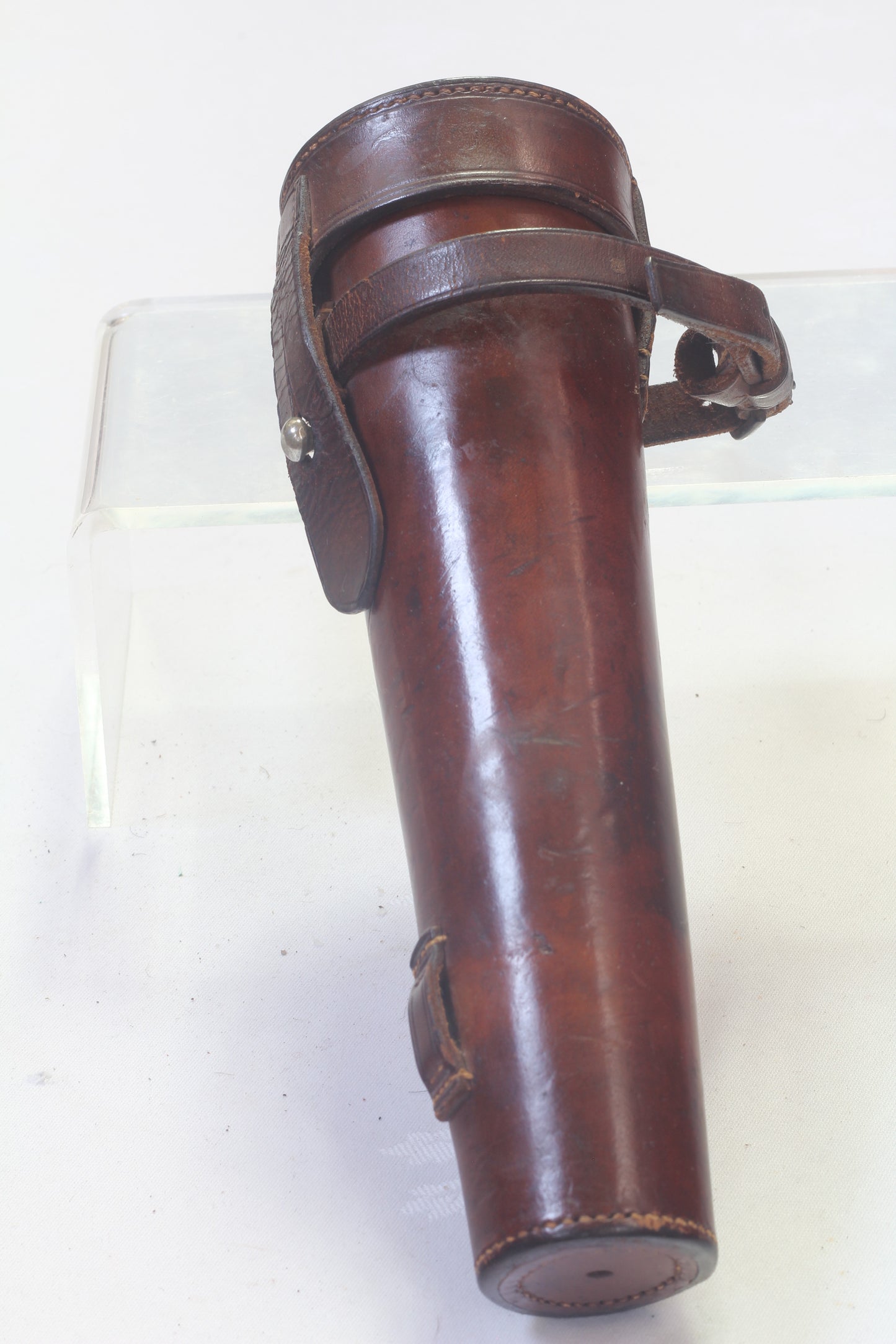 Vintage Saddle or Hunting Flask in Leather Case by Walklate