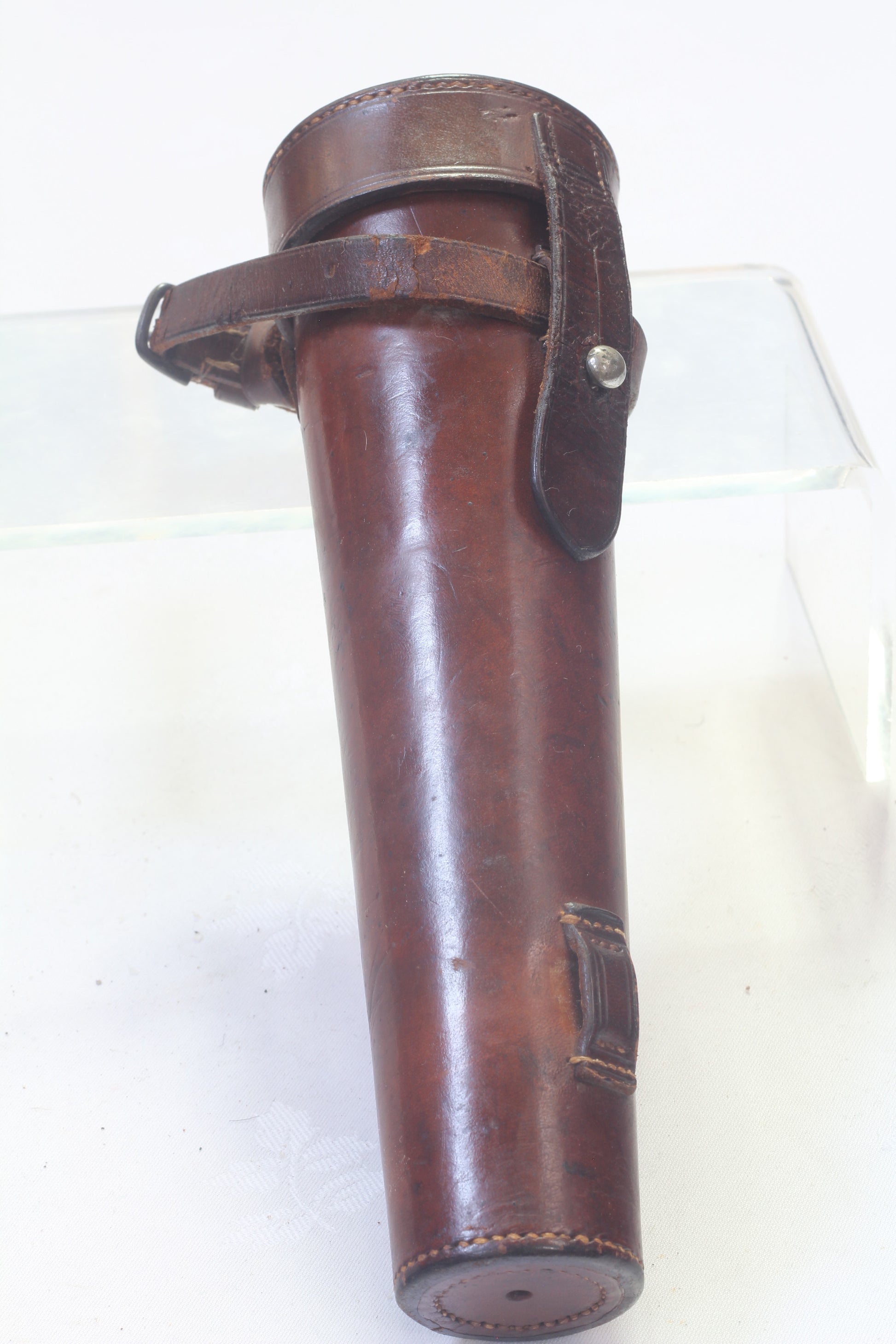 Vintage Saddle or Hunting Flask in Leather Case by Walklate