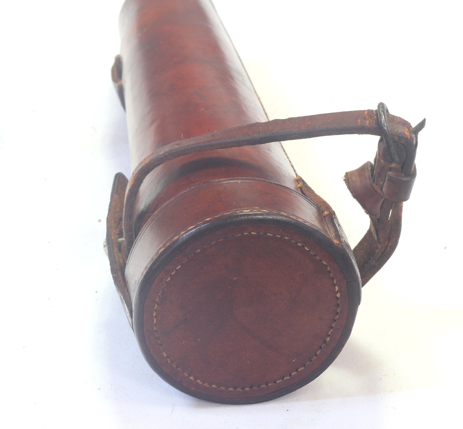 Vintage Saddle or Hunting Flask in Leather Case by Walklate