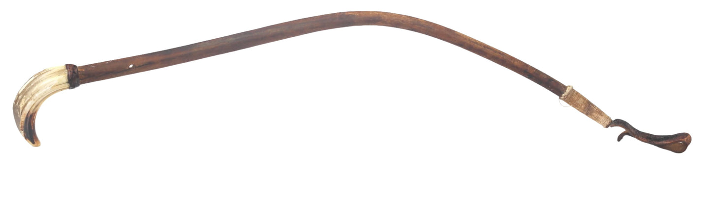 Antique African Tribal Hide Whip with Tusk Handle