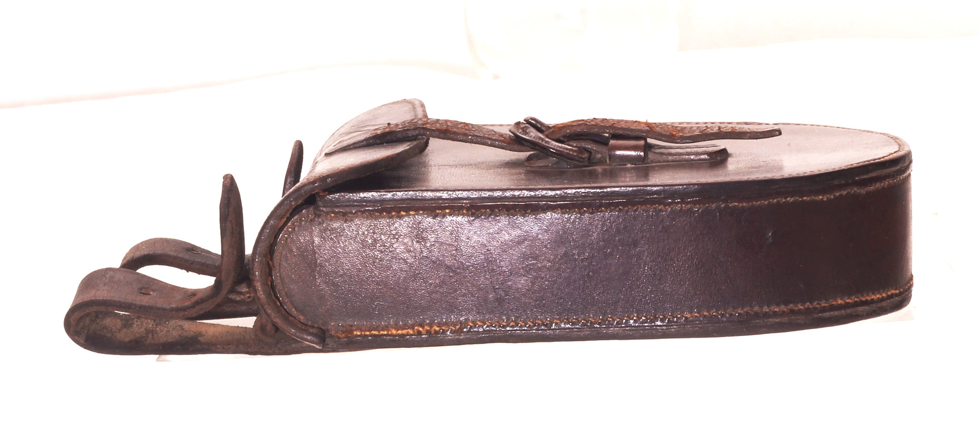 Antique Curved Leather Sandwich Case & Tin