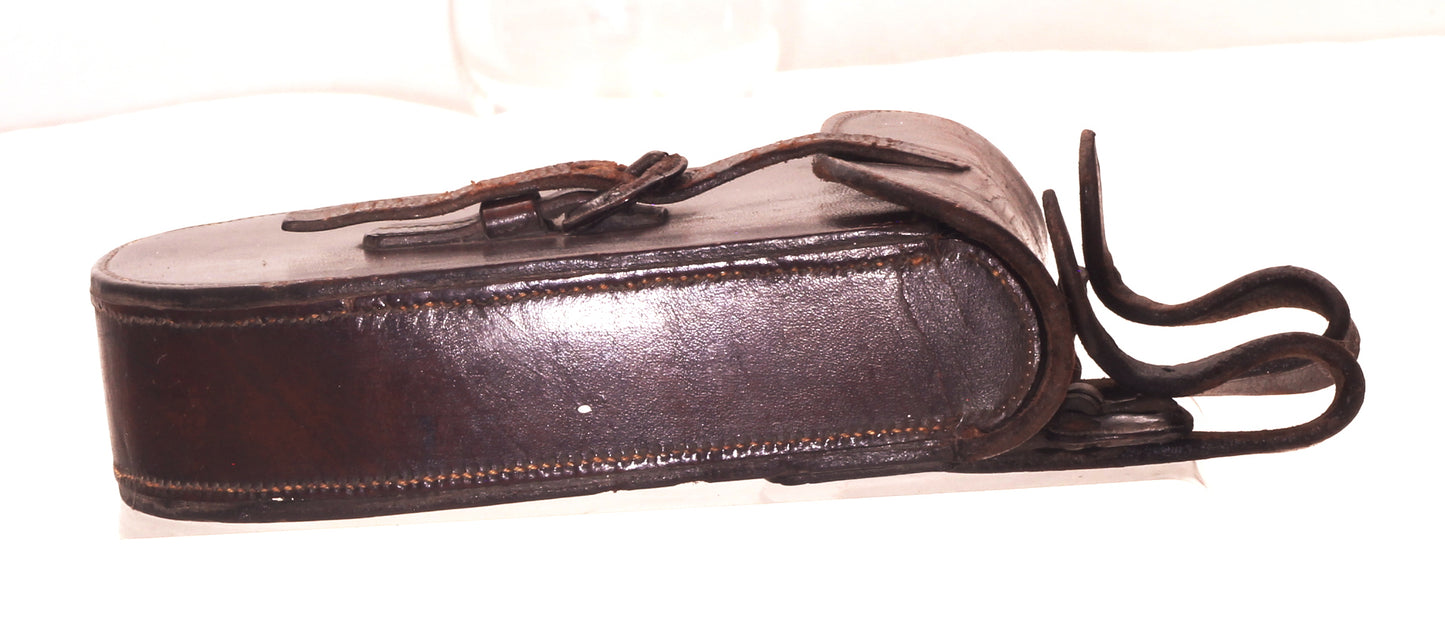 Antique Curved Leather Sandwich Case & Tin
