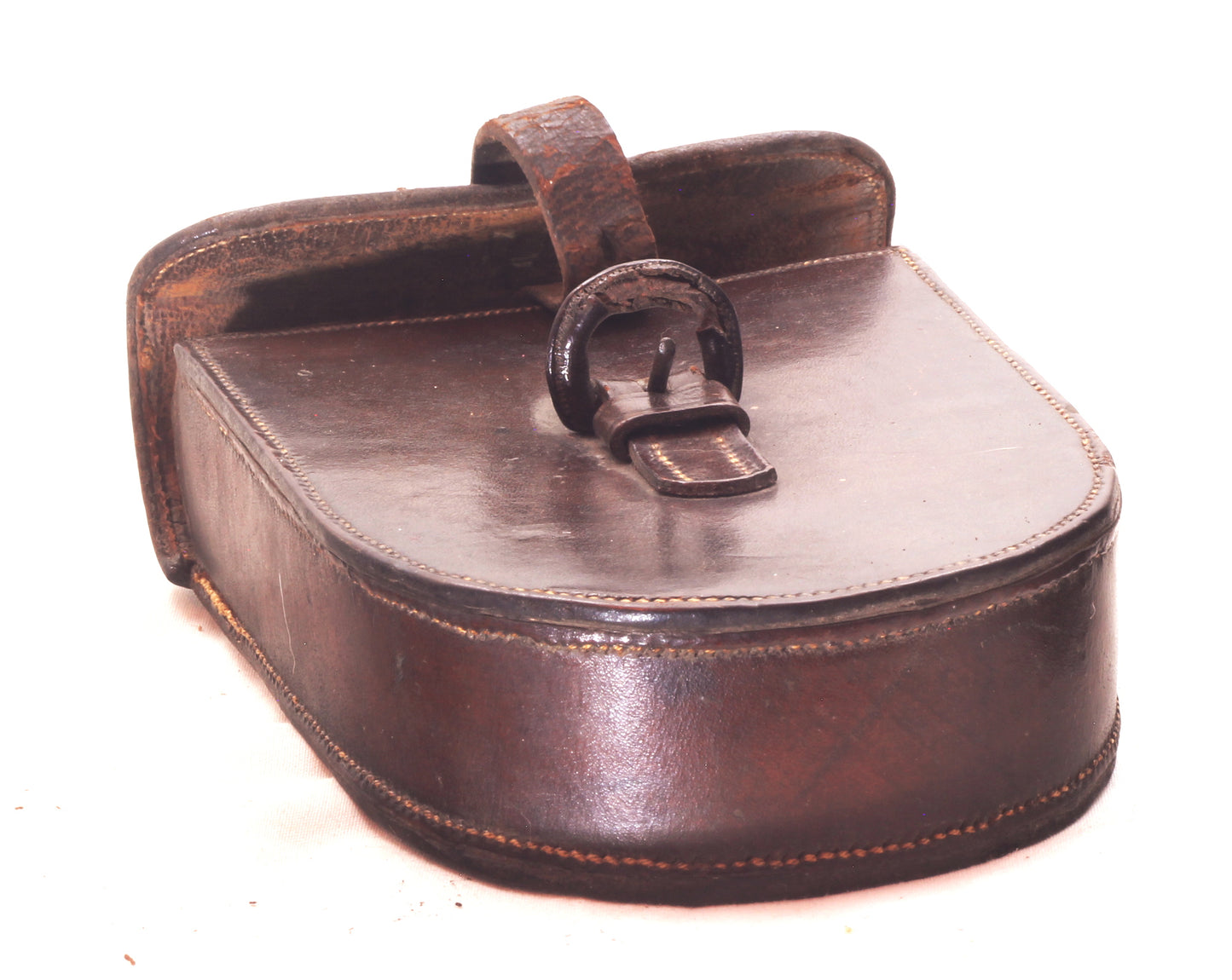 Antique Curved Leather Sandwich Case & Tin