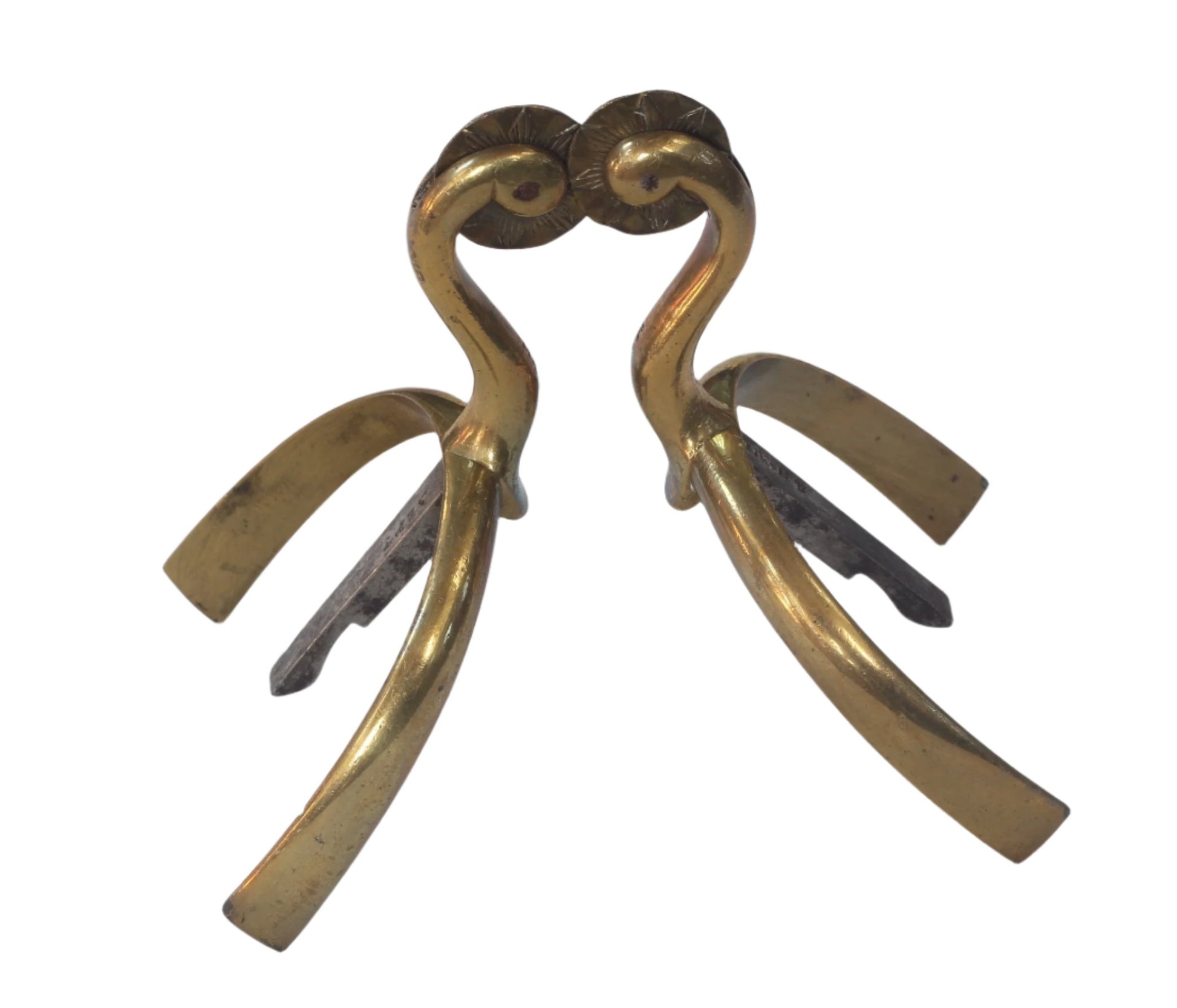 Pair of Antique Gilt Brass Box Spurs by Maxwell