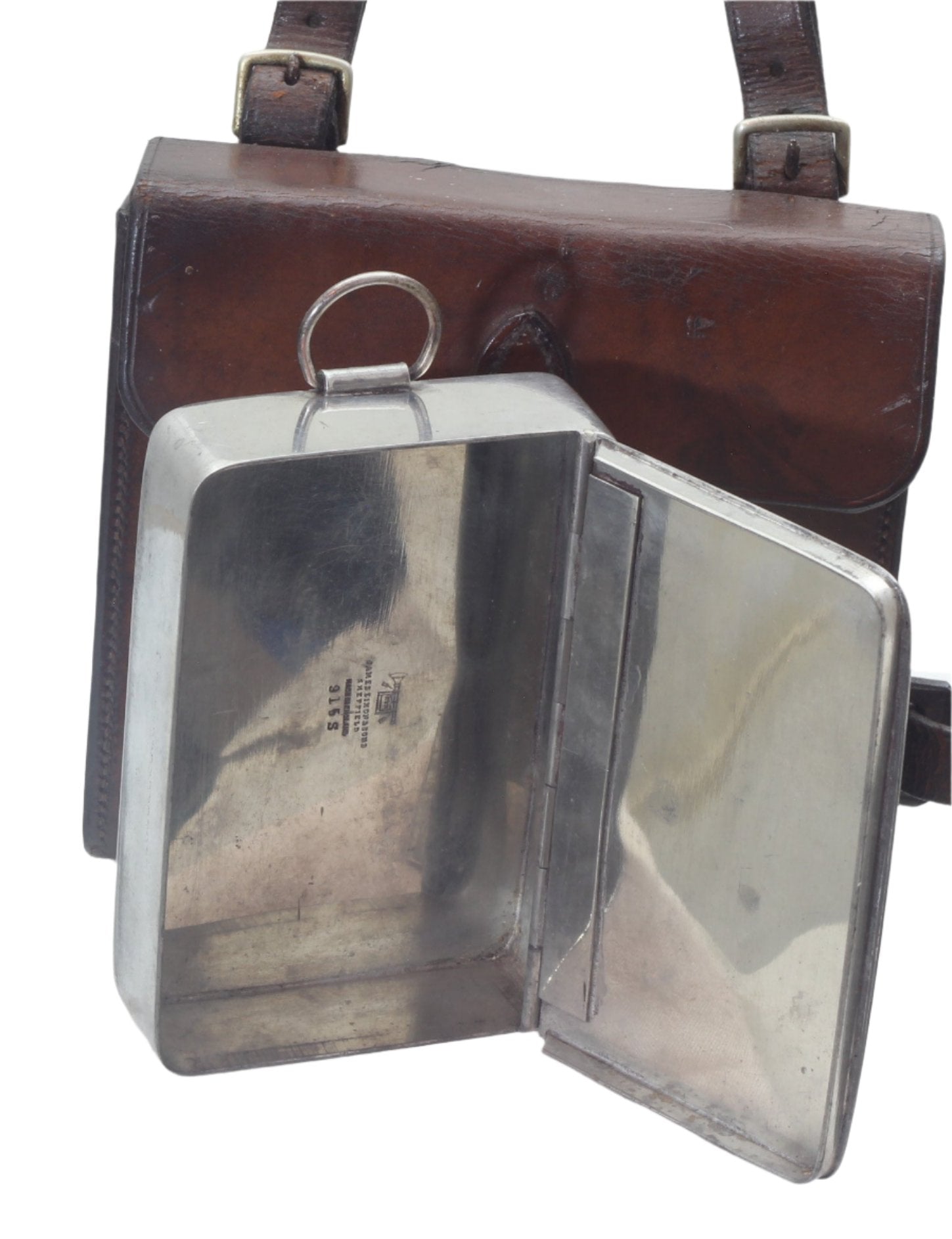 James Dixon & Sons Sandwich Tin & Flask in Saddle Canteen