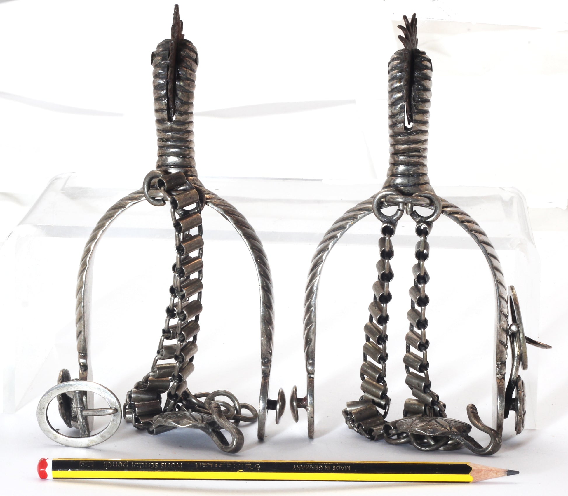 Pair of Antique Silver Spurs by Candido Silva