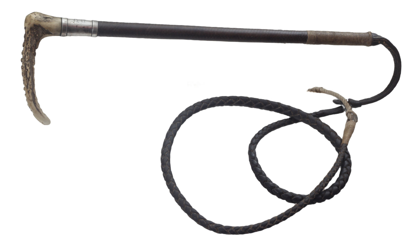 1930 Swaine & Adeney Gents Leather Hunting Whip