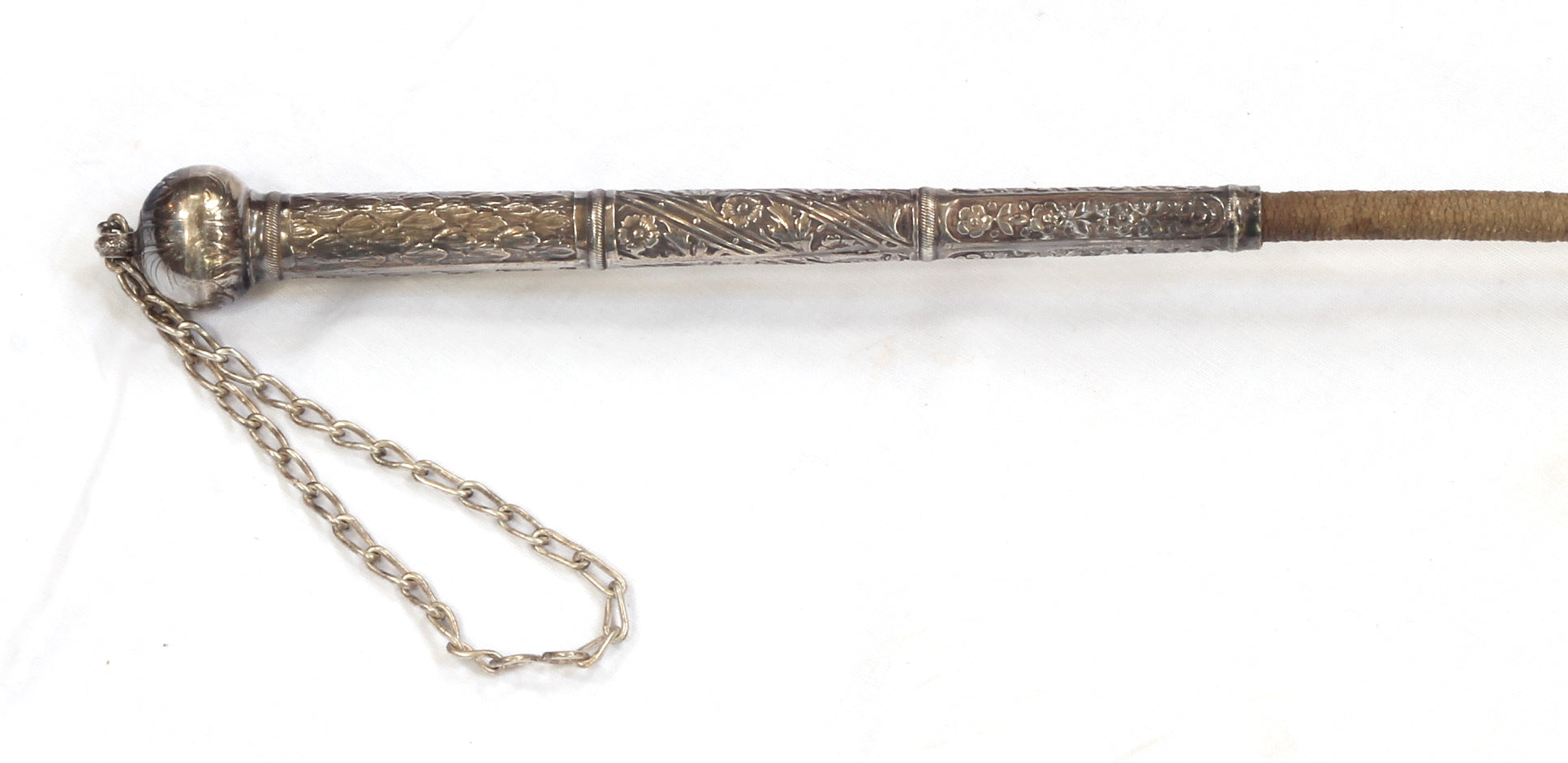 Silver Handled Russian or Caucasian Riding Whip or Nagaika