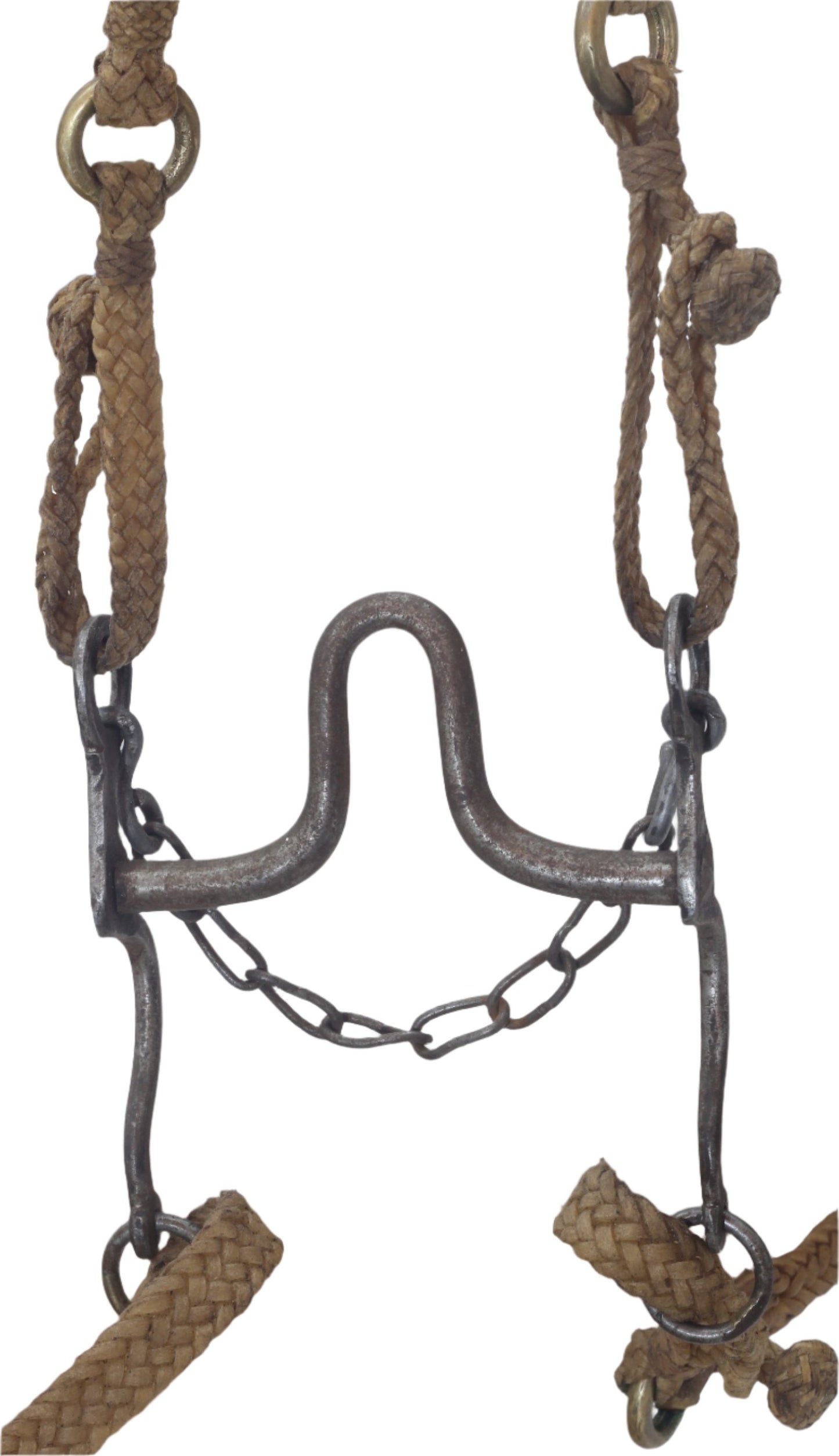 A Vintage Braided Rawhide Gaucho Bridle and Bolas or Boleadoras