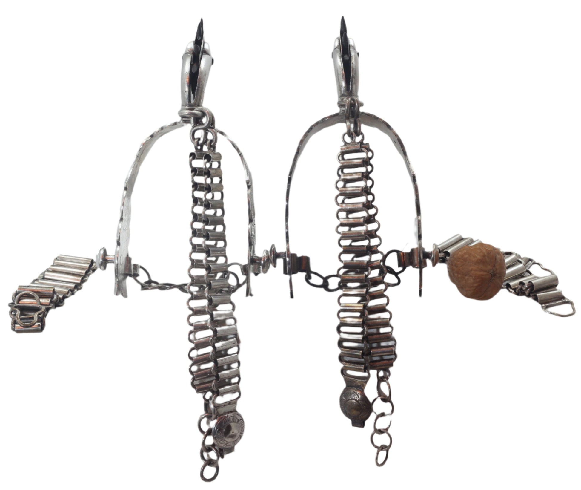 Pair of South American Gaucho Spurs with Horse Head Necks