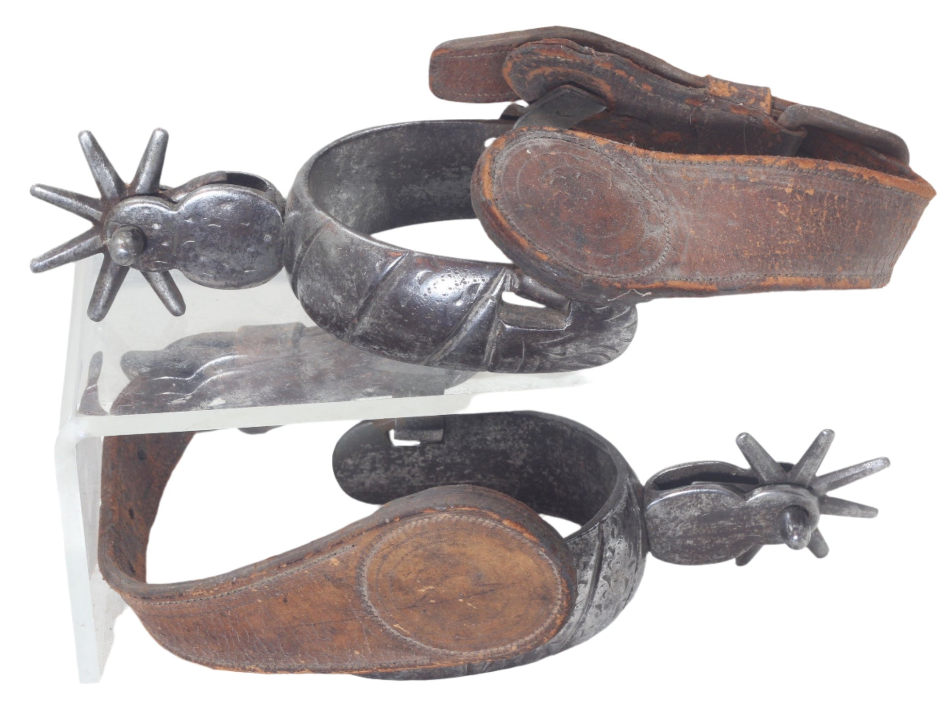 Antique Mexican Polished Steel Charro Spurs