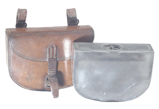 Antique Curved Leather Sandwich Case & Tin by Flashman