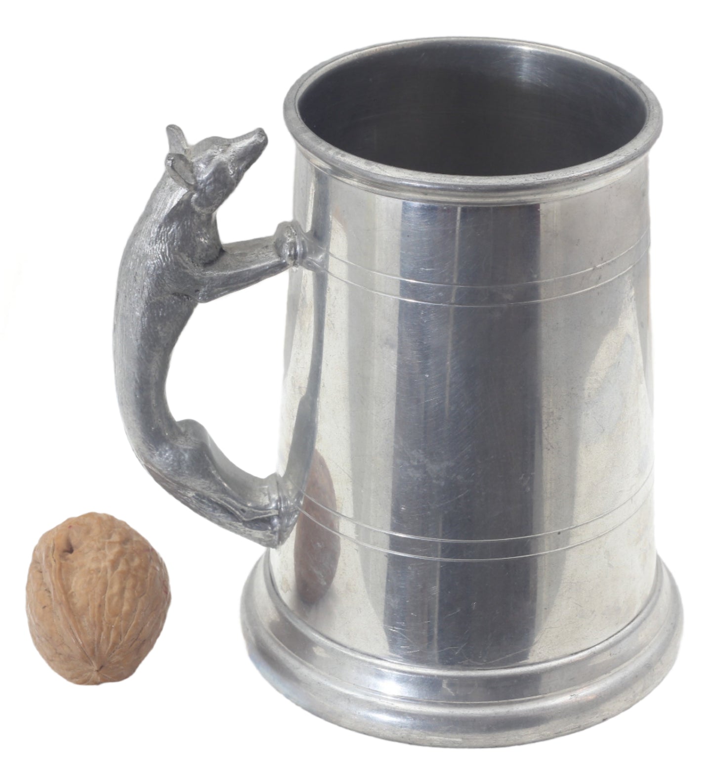 Fox Handled Pewter Tankard