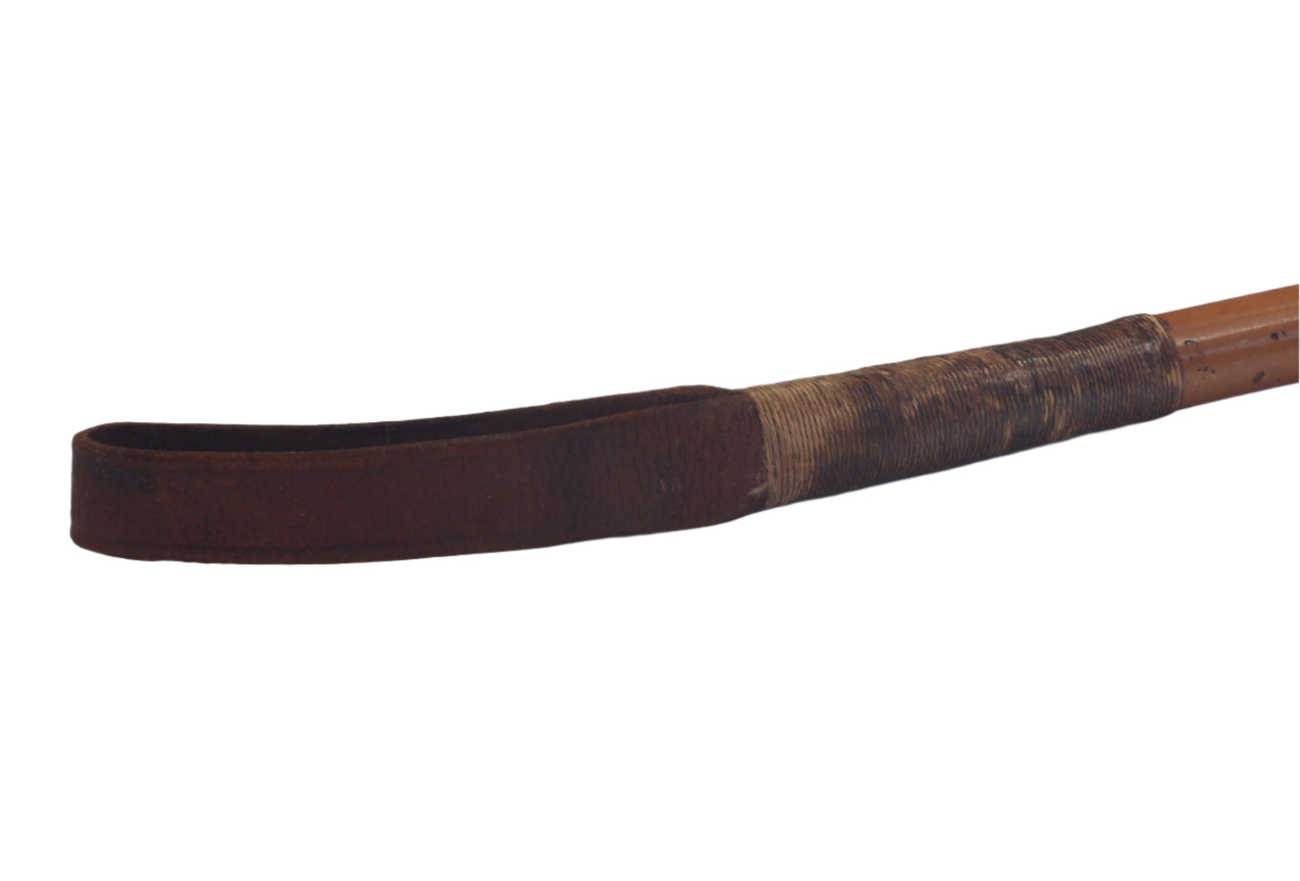 Antique Swaine & Co Long Malacca Hunting Whip with Braided Silver Collar