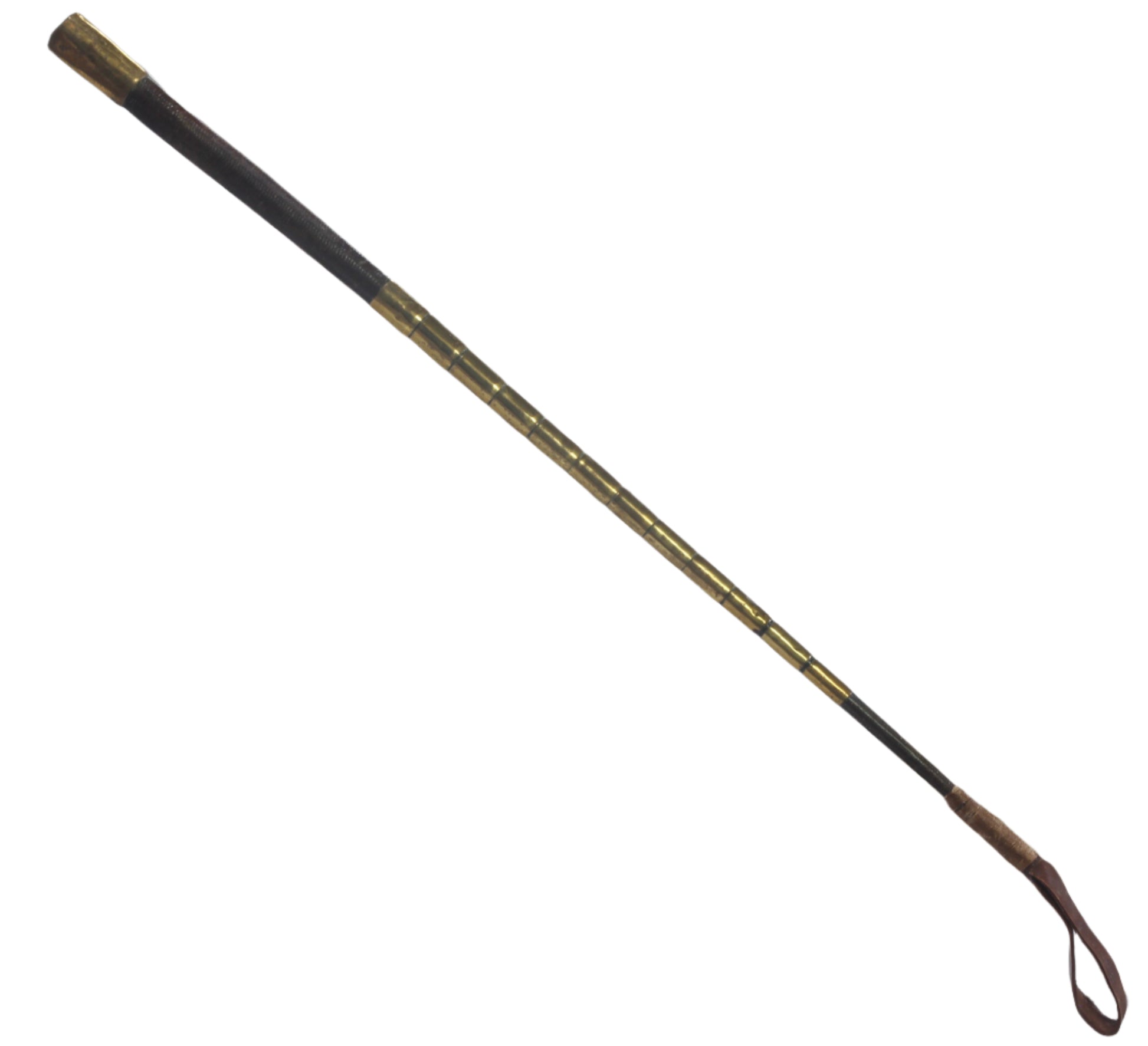 Antique Brass Banded In Hand Whip or Crop