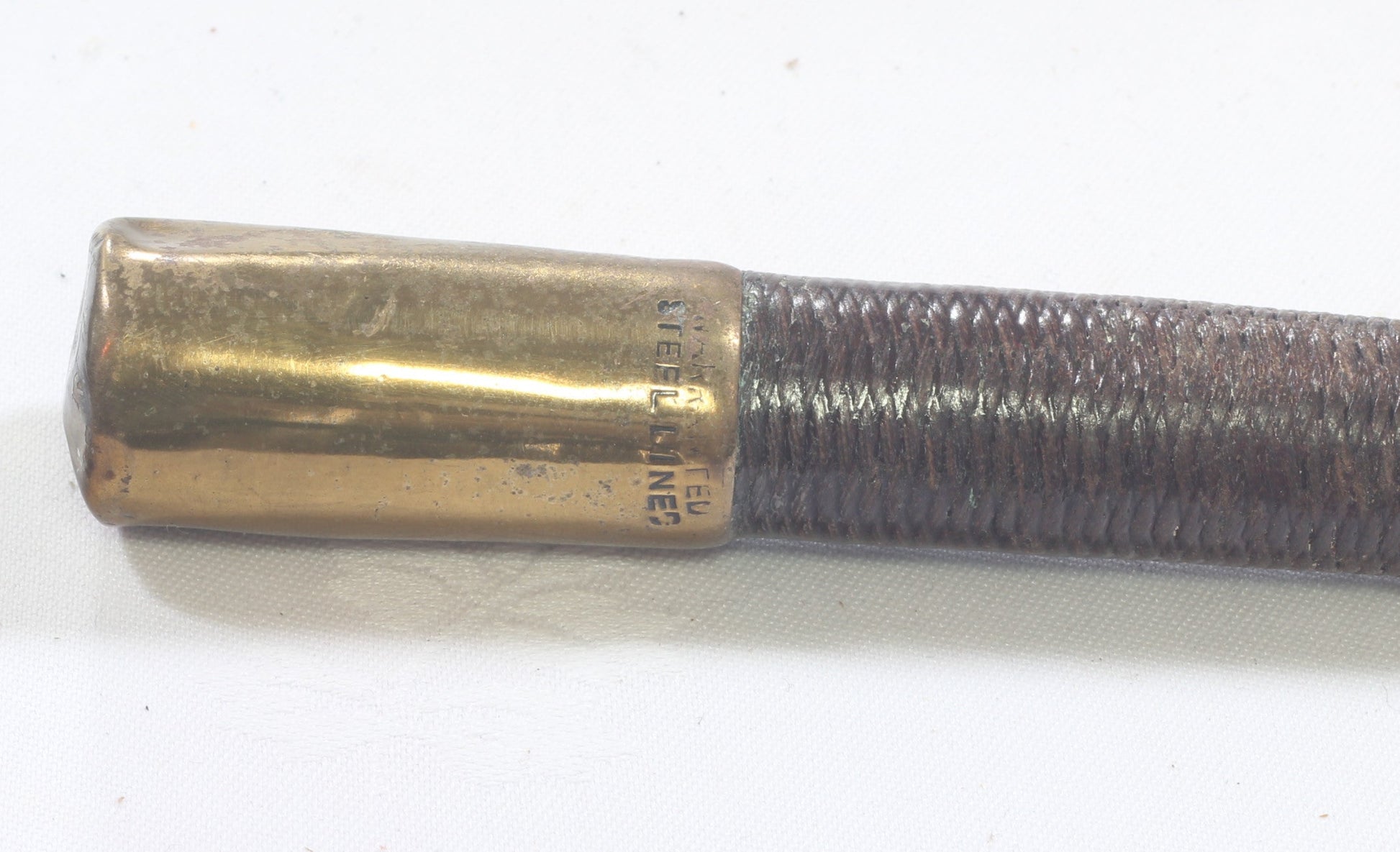 Antique Brass Banded In Hand Whip or Crop