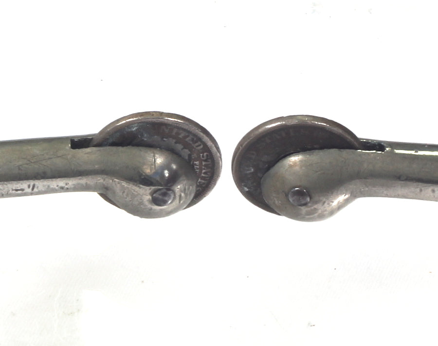 Pair of Nickel Spurs with 1904 & 1908 Coins for Rowels