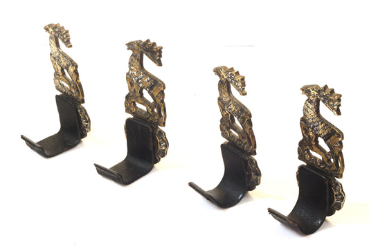 Two Pairs of Brass Stag Gun or Whip Racks