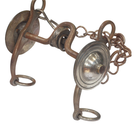 An Argentinian Horse Bit with Silver Cheek Decoration