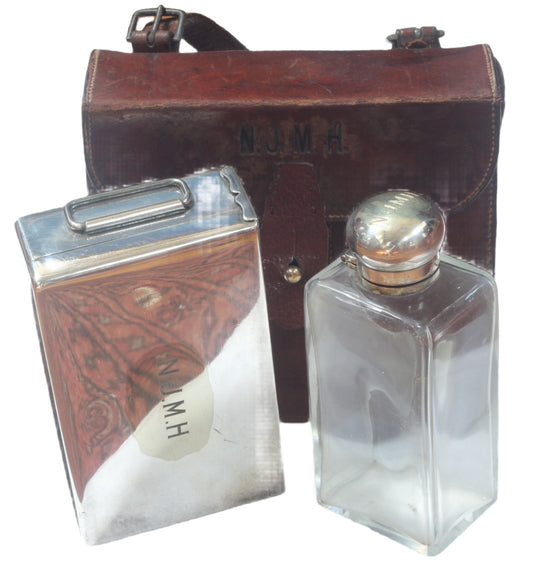 Vintage Hunting or Saddle Canteen with Flask and Sandwich Tin