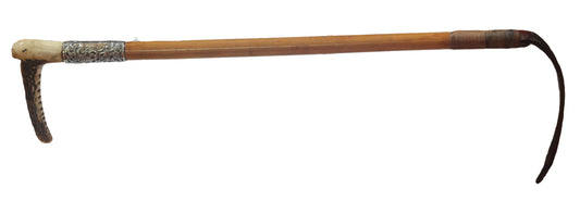 Antique 1894 Malacca Hunting Whip with Foliate Silver Collar