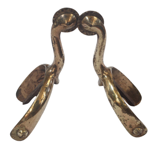 Pair of Antique Gilt Brass Swan Necked Mess Dress Box Spurs