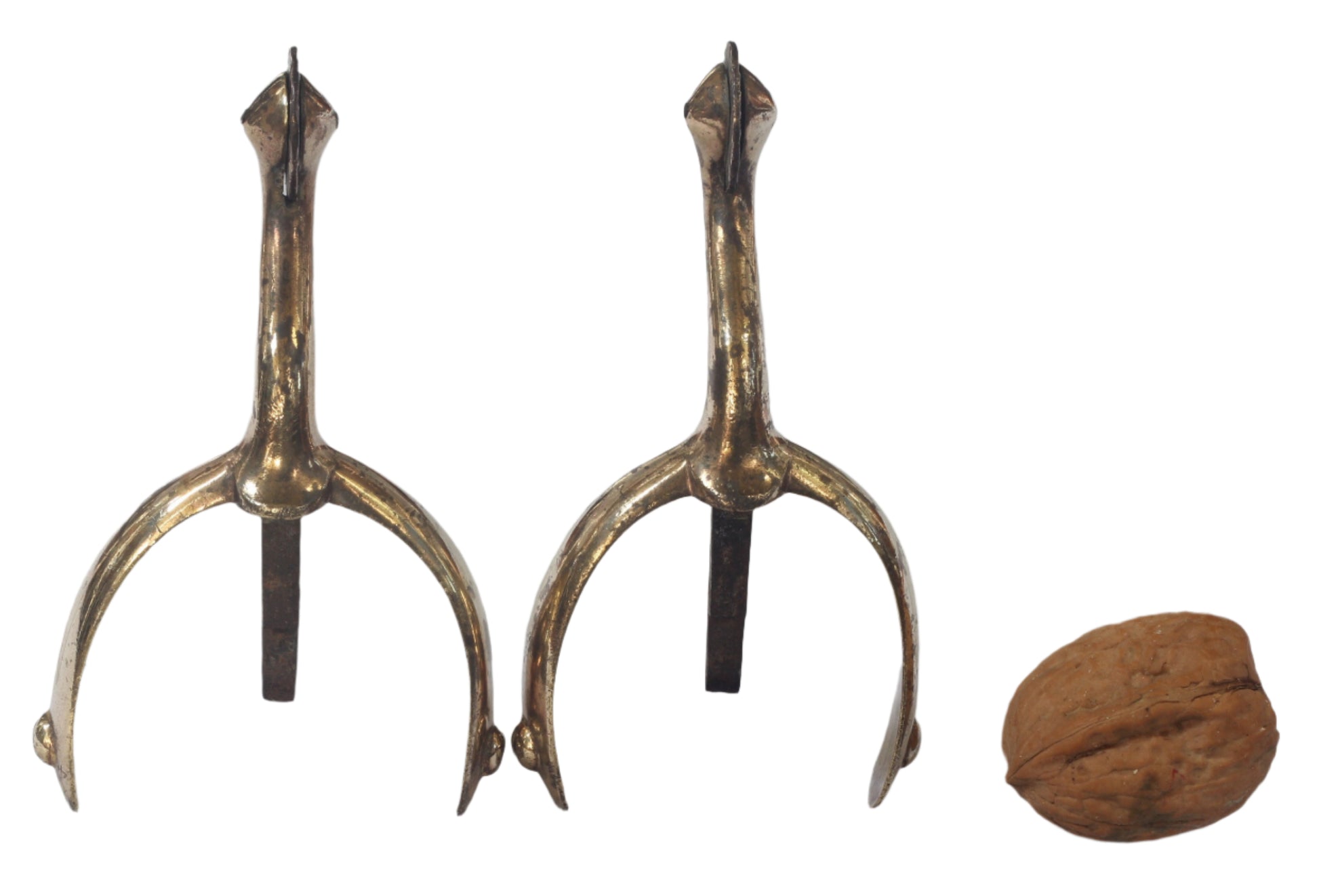 Pair of Antique Gilt Brass Swan Necked Mess Dress Box Spurs