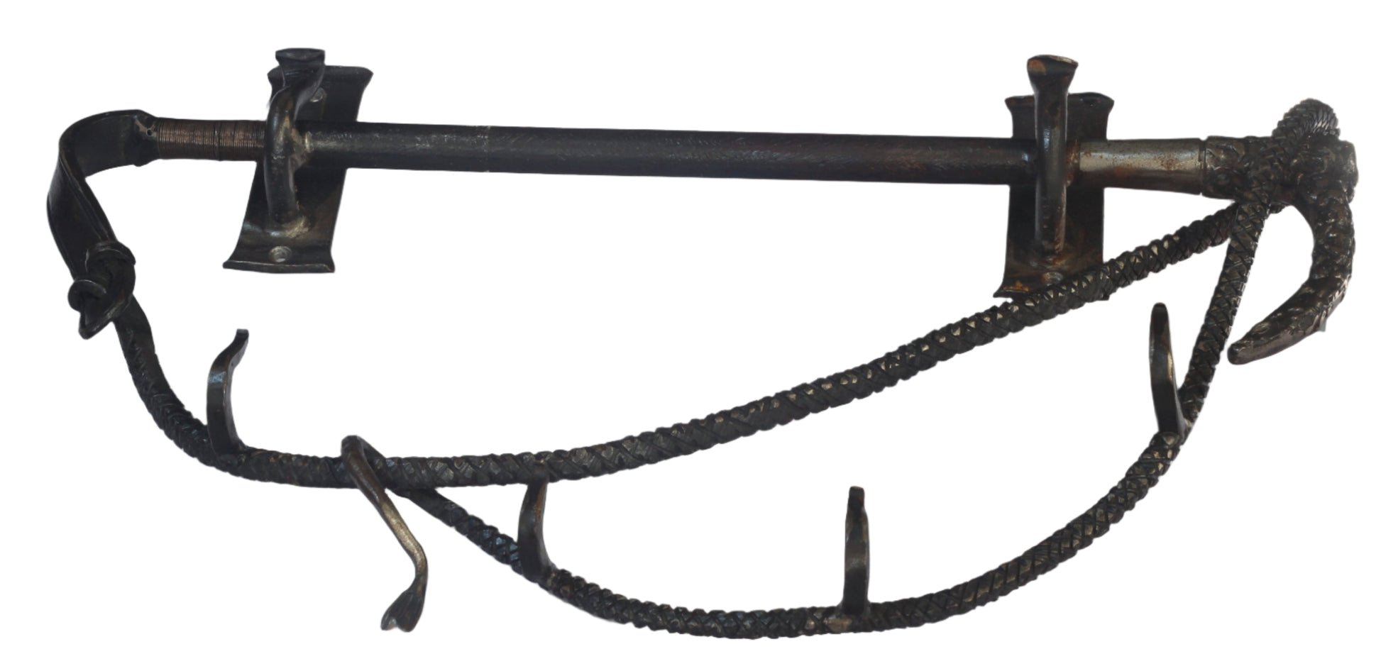 Handforged iron whip shaped rack