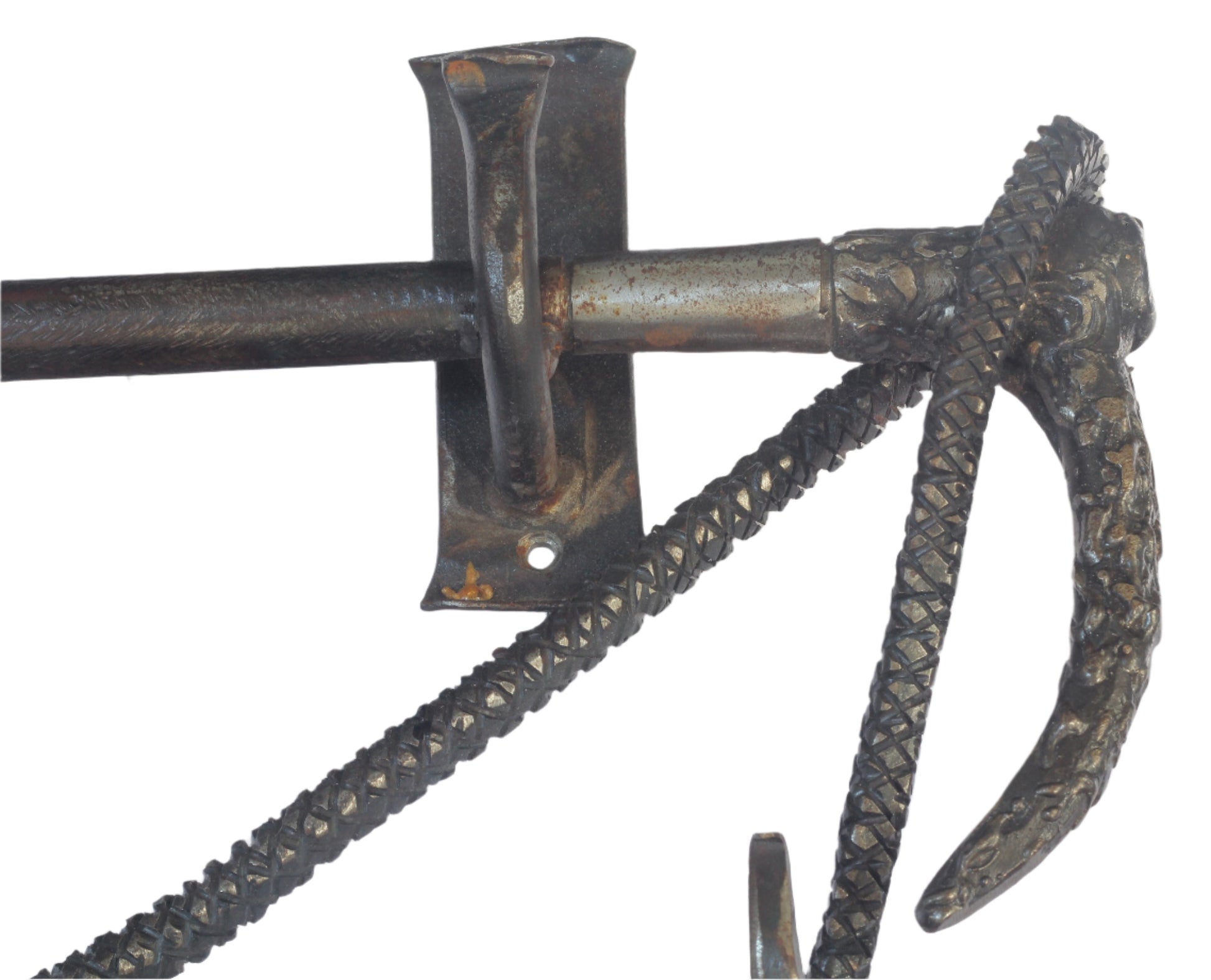 Handforged iron whip shaped rack