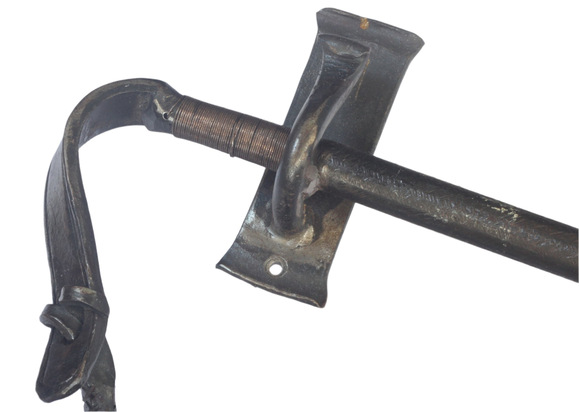 Handforged iron whip shaped rack