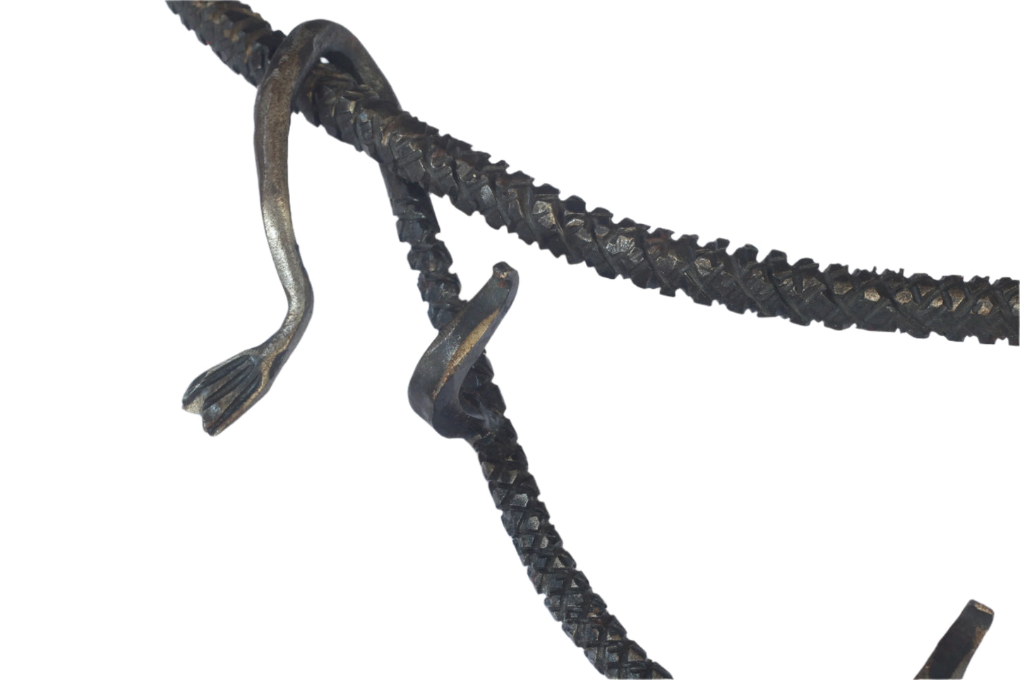 Handforged iron whip shaped rack