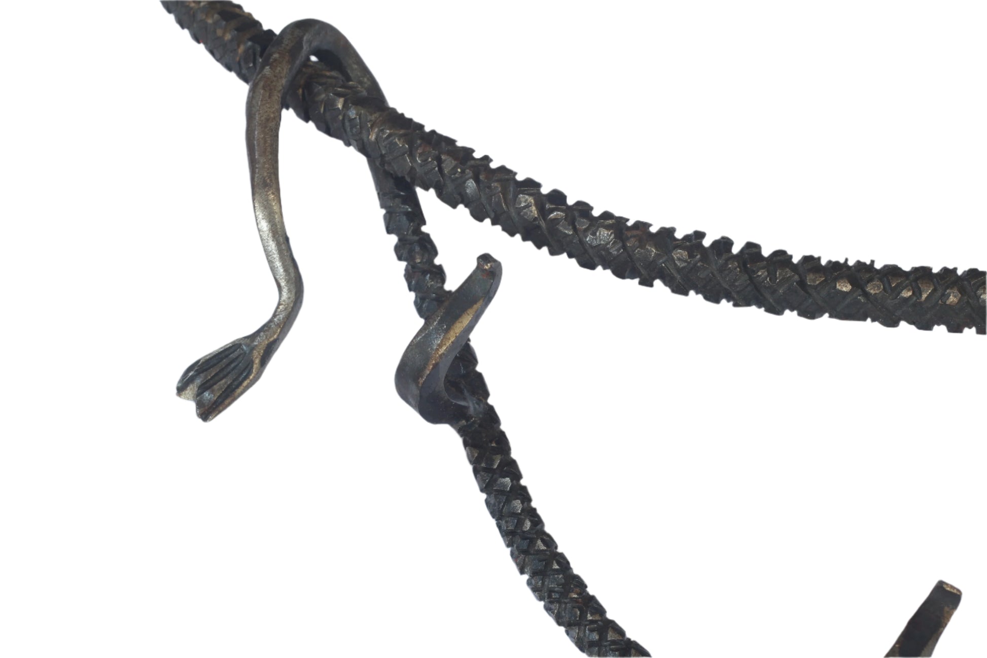 Handforged iron whip shaped rack