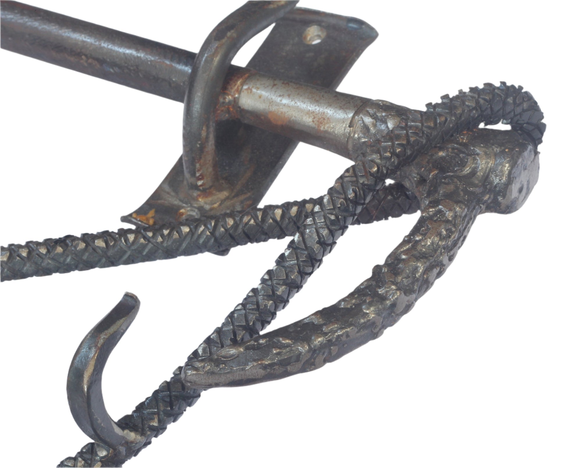 Handforged iron whip shaped rack
