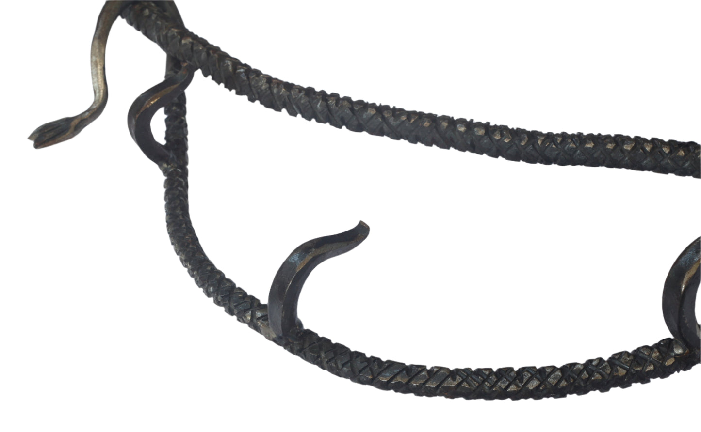 Handforged iron whip shaped rack