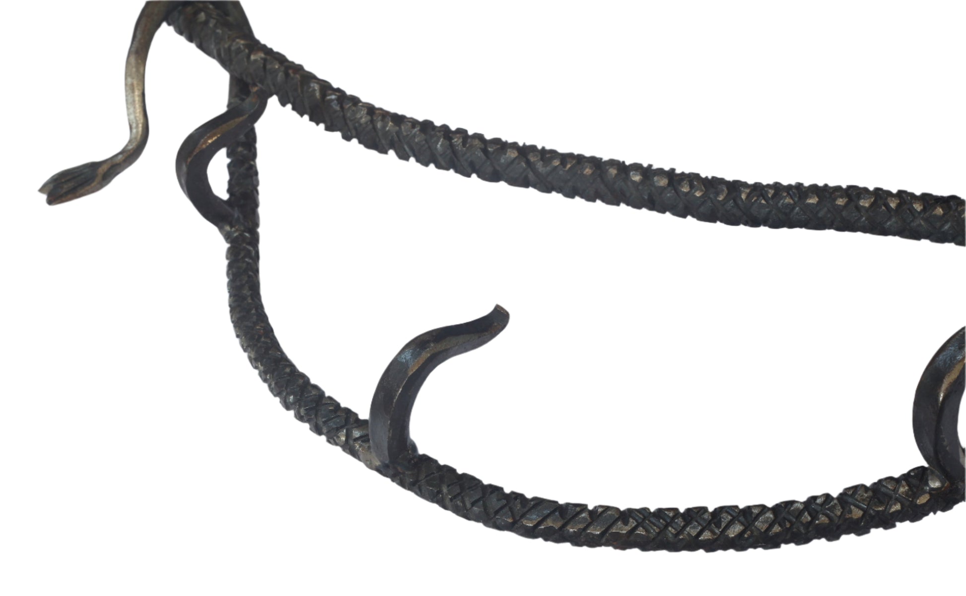 Handforged iron whip shaped rack