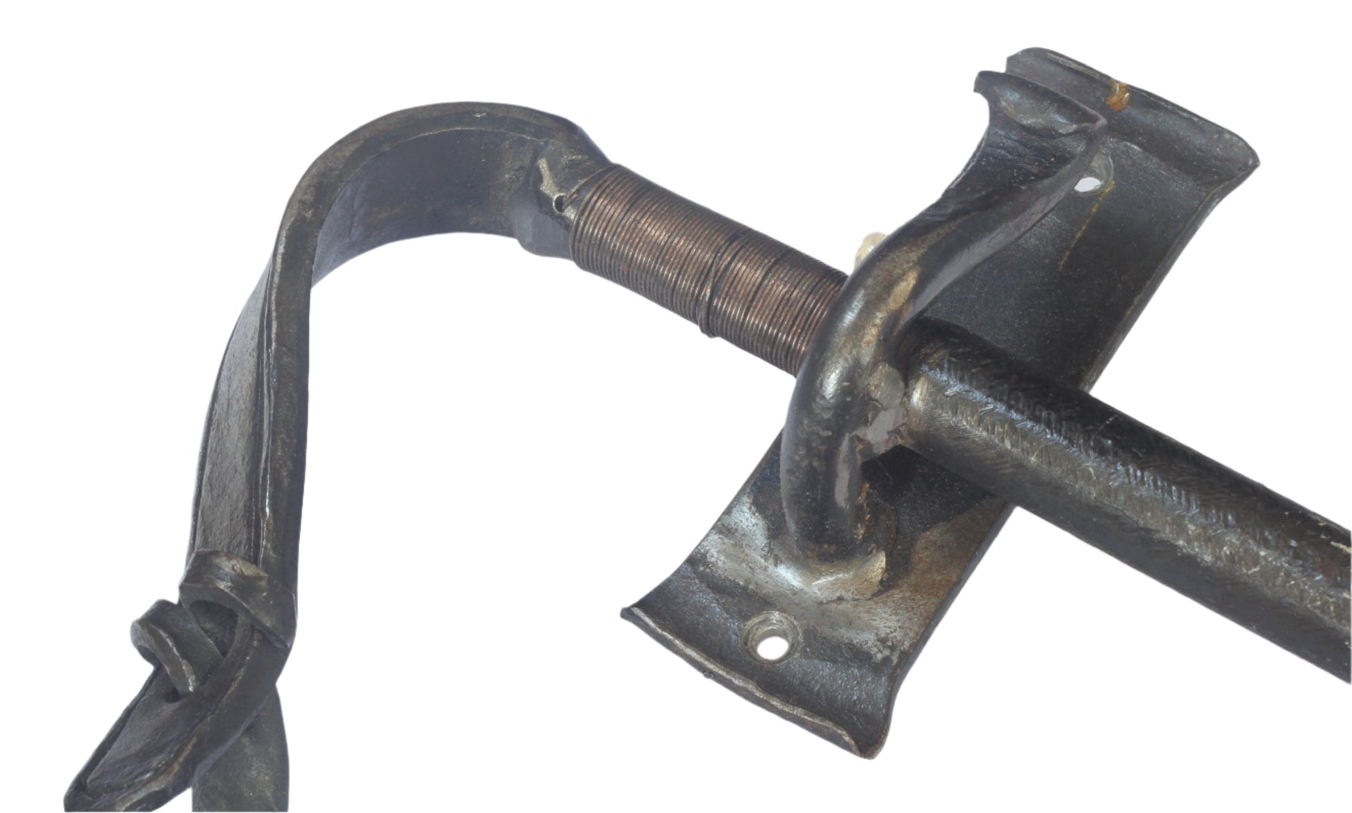 Handforged iron whip shaped rack