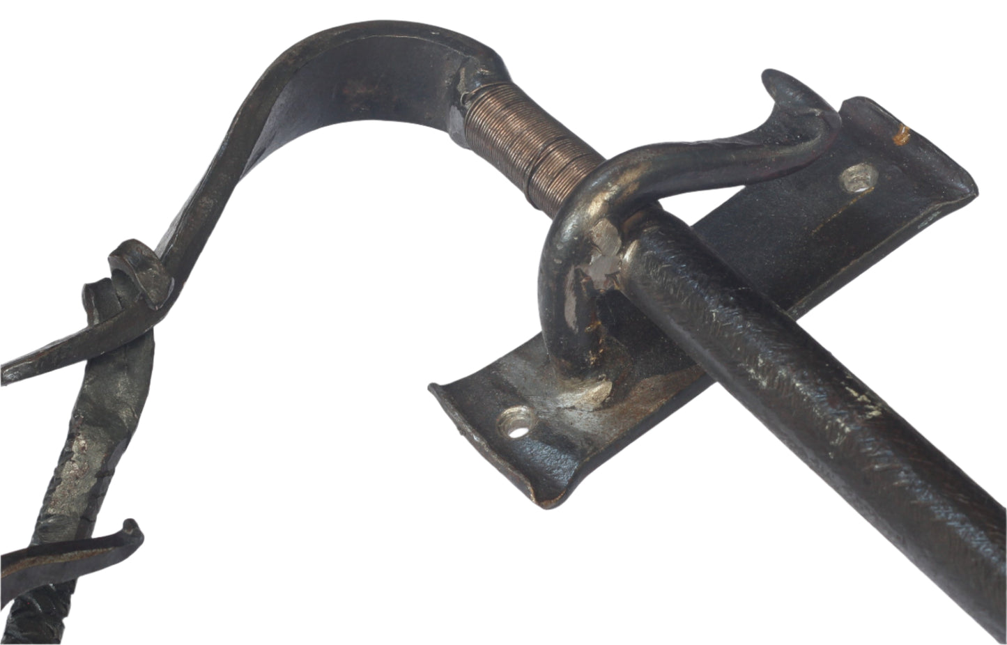 Handforged iron whip shaped rack