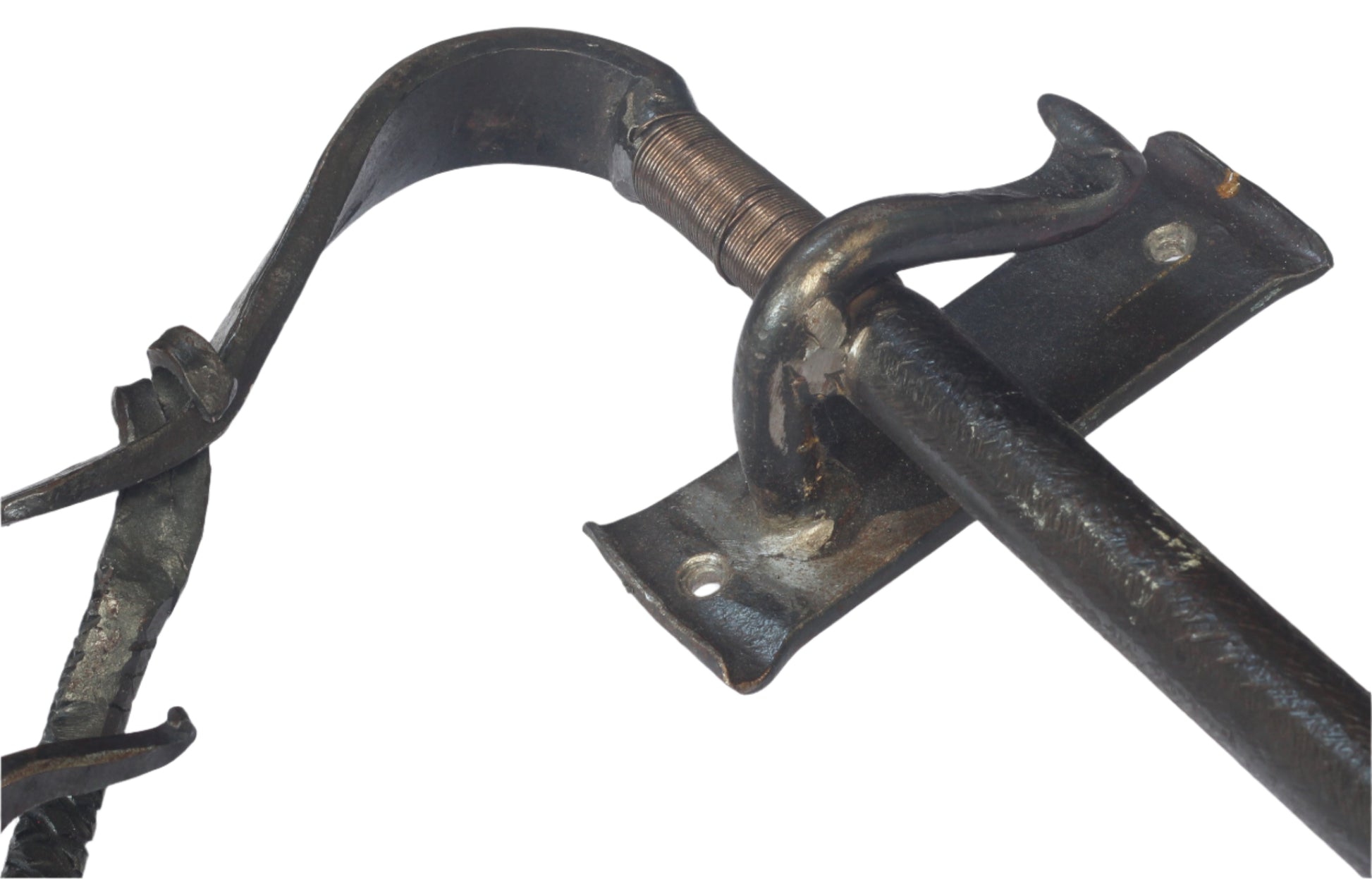 Handforged iron whip shaped rack