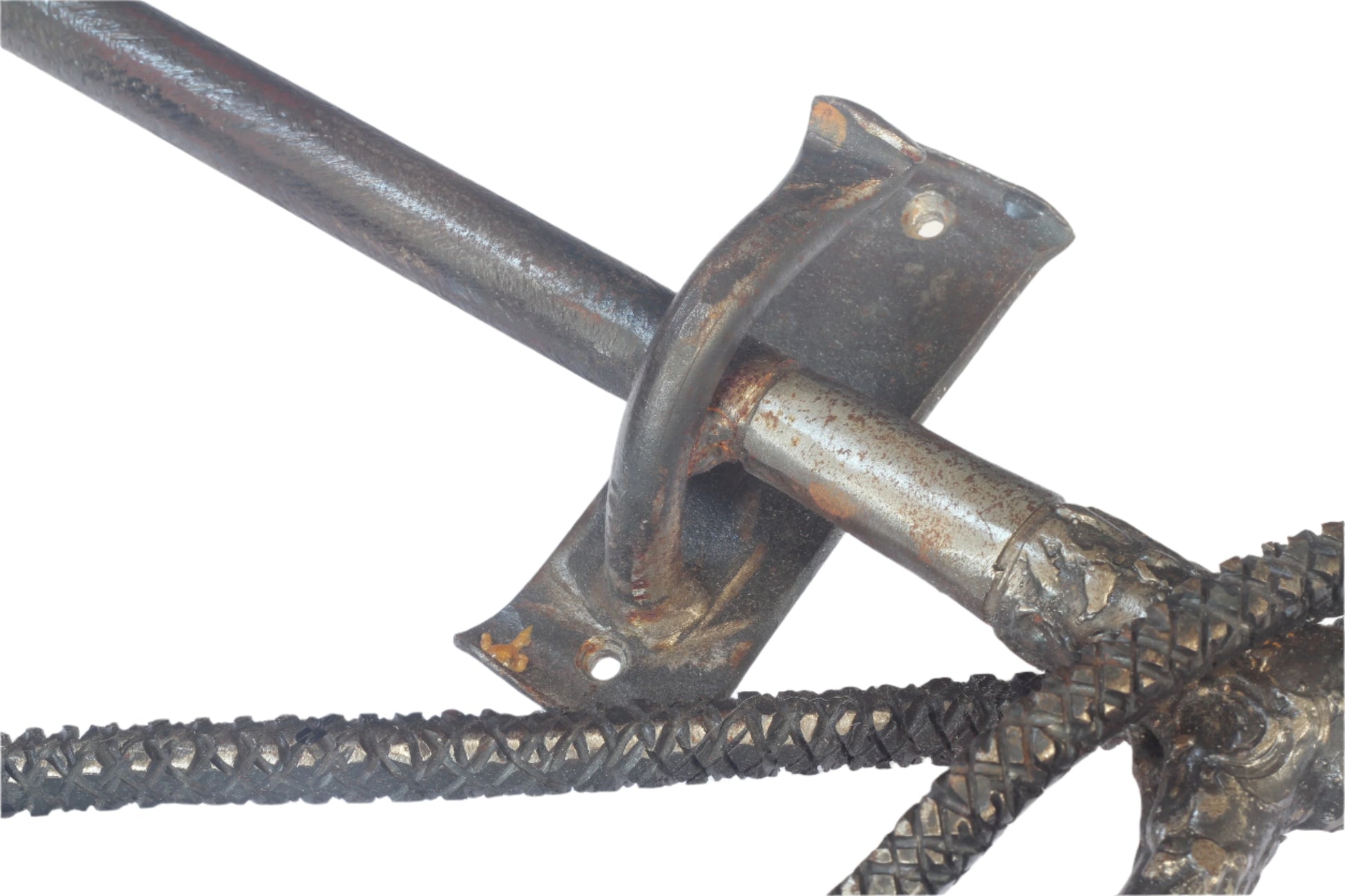 Handforged iron whip shaped rack