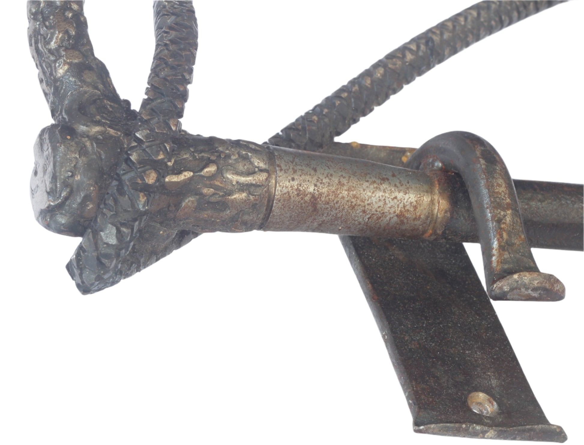 Handforged iron whip shaped rack