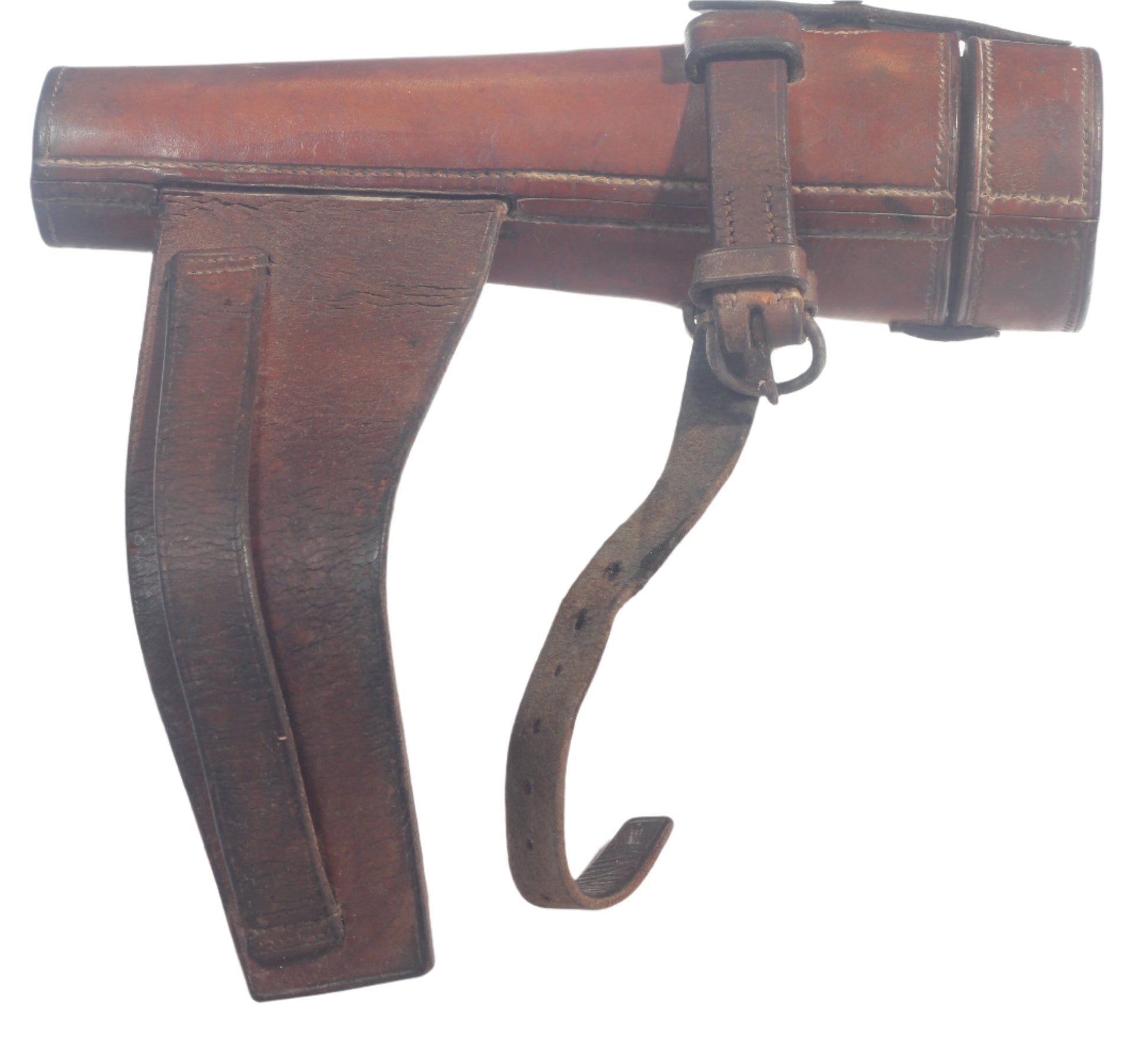 Small Vintage Saddle or Hunting Flask in Leather Case