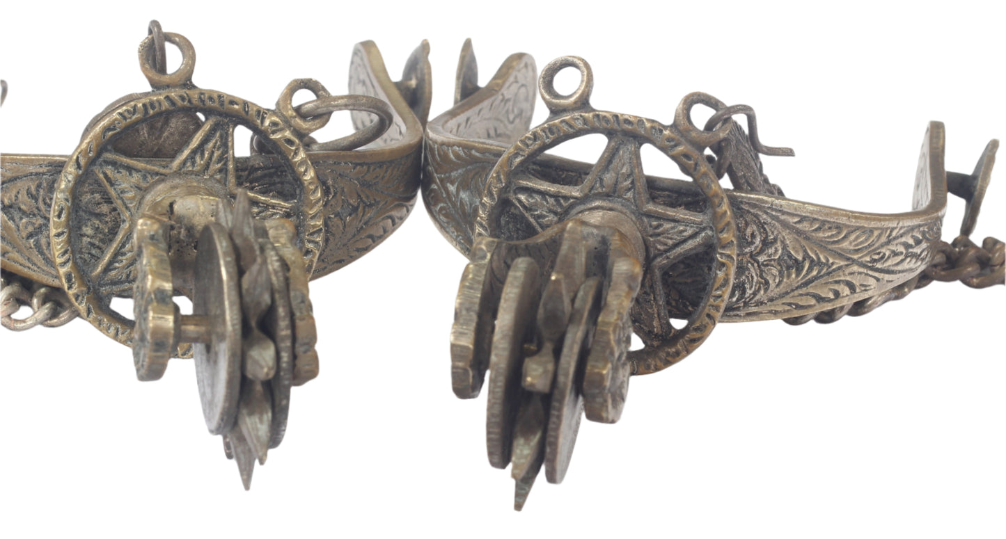 Pair of Argentine Gaucho Spurs with  1884 Coin Rowels