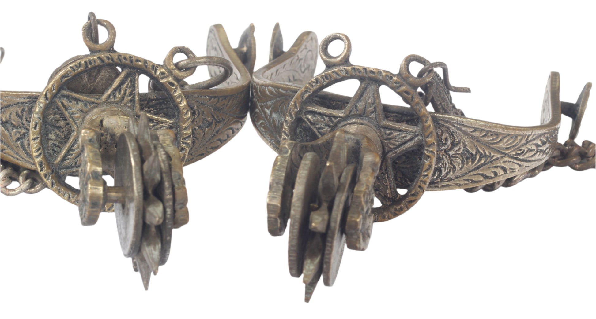 Pair of Argentine Gaucho Spurs with  1884 Coin Rowels