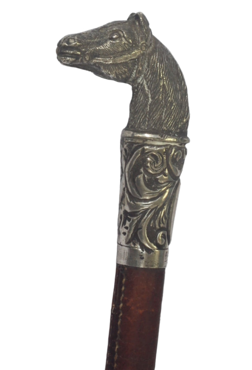 Victorian Ladies Sidesaddle Riding Whip or Crop with Horse Head Cap