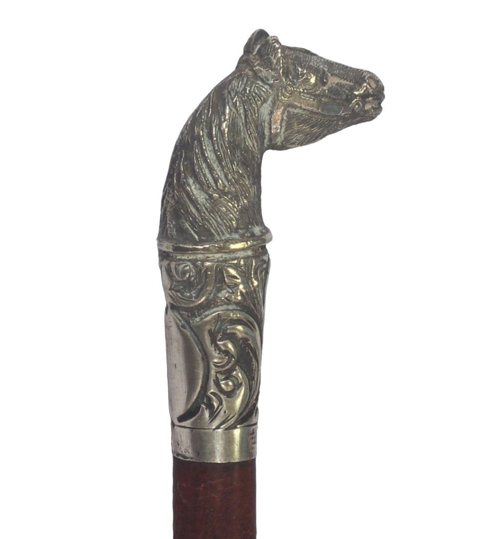 Victorian Ladies Sidesaddle Riding Whip or Crop with Horse Head Cap