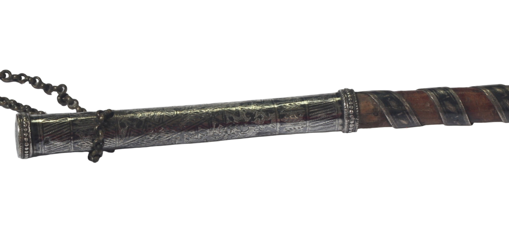 Silver & Niello Caucasian Riding Whip or Crop
